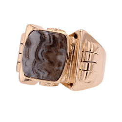 Bague Chevalière en or jaune et agate - Castafiore