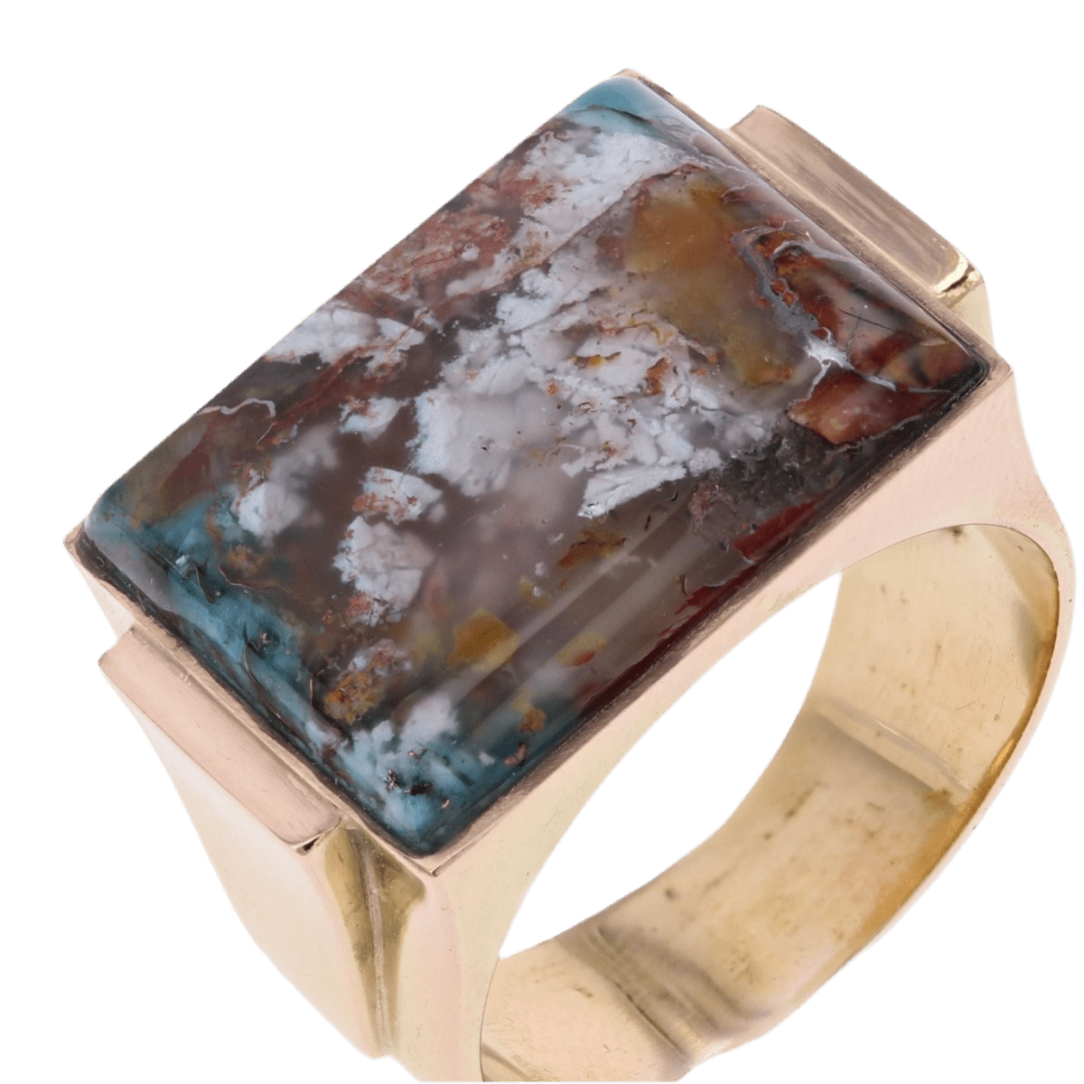 Bague Chevalière en or jaune et agate - Castafiore