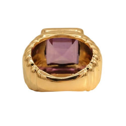 Bague Chevalière en or jaune et améthyste - Castafiore
