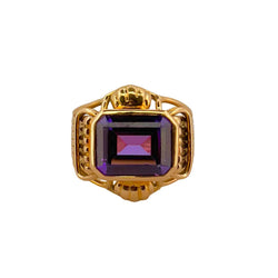 Bague Chevalière en or jaune et améthyste - Castafiore