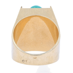 Bague Chevalière en or jaune et chrysoprase - Castafiore