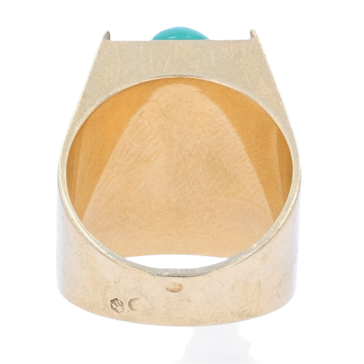 Bague Chevalière en or jaune et chrysoprase - Castafiore