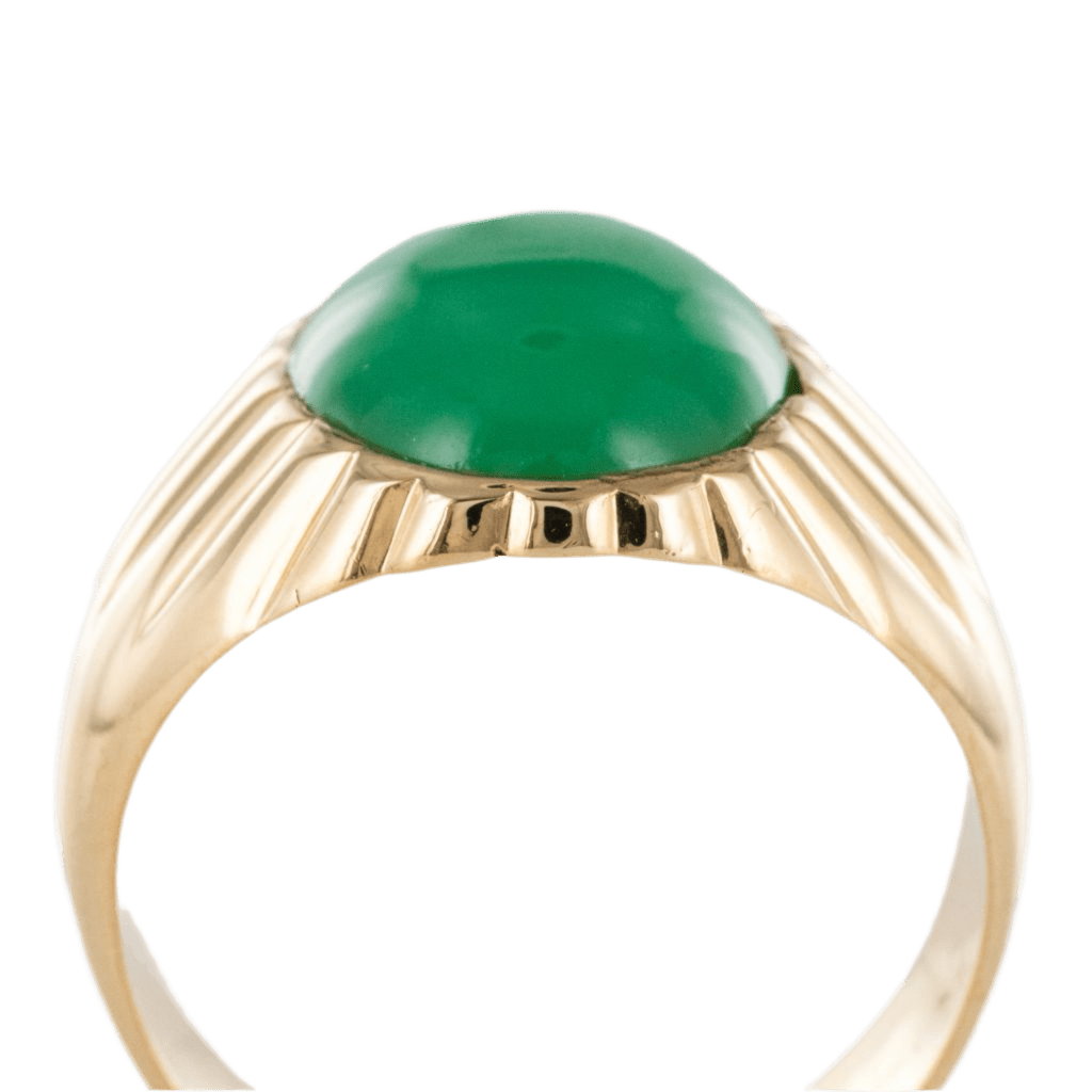 Bague Chevalière en or jaune et chrysoprase - Castafiore