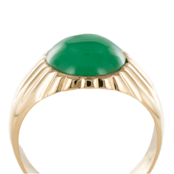Bague Chevalière en or jaune et chrysoprase - Castafiore