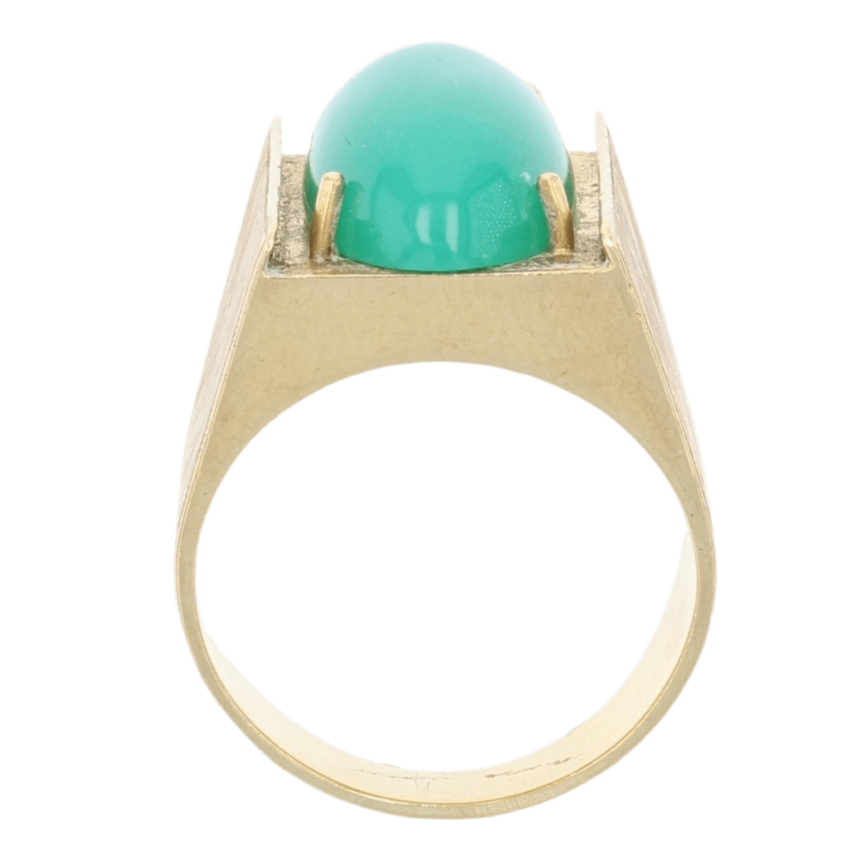 Bague Chevalière en or jaune et chrysoprase - Castafiore