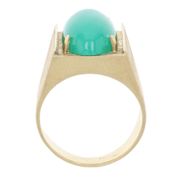 Bague Chevalière en or jaune et chrysoprase - Castafiore
