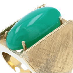 Bague Chevalière en or jaune et chrysoprase - Castafiore