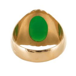 Bague Chevalière en or jaune et chrysoprase - Castafiore