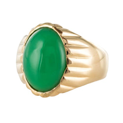 Bague Chevalière en or jaune et chrysoprase - Castafiore
