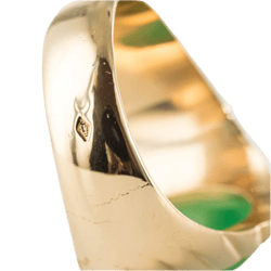 Bague Chevalière en or jaune et chrysoprase - Castafiore