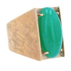 Bague Chevalière en or jaune et chrysoprase - Castafiore