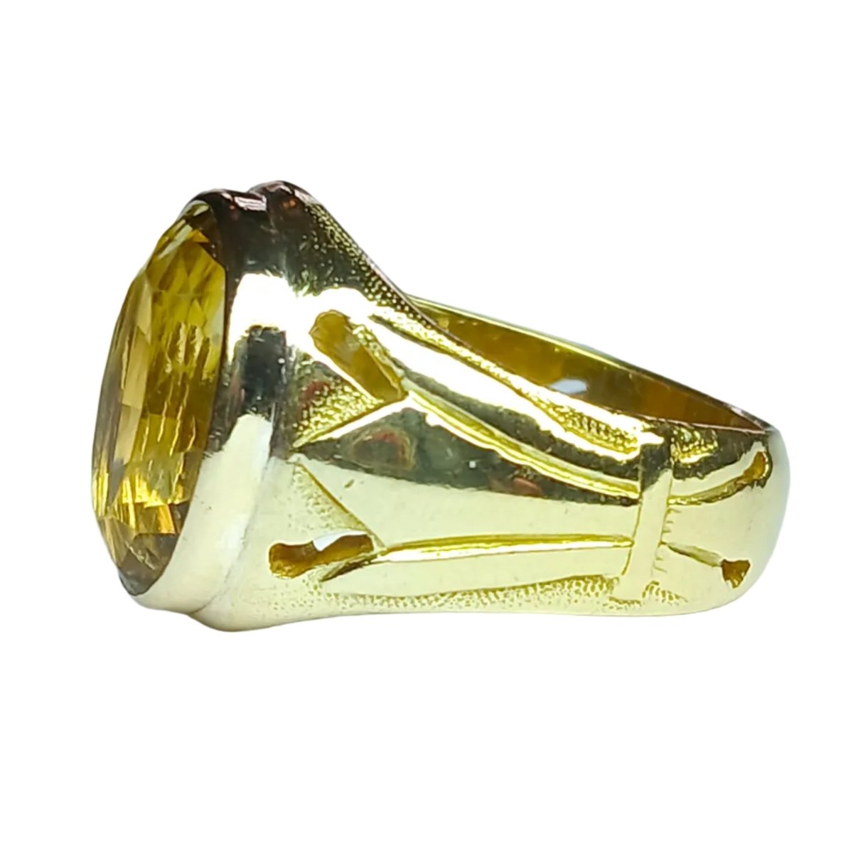 Bague Chevalière en or jaune et citrine - Castafiore