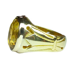 Bague Chevalière en or jaune et citrine - Castafiore