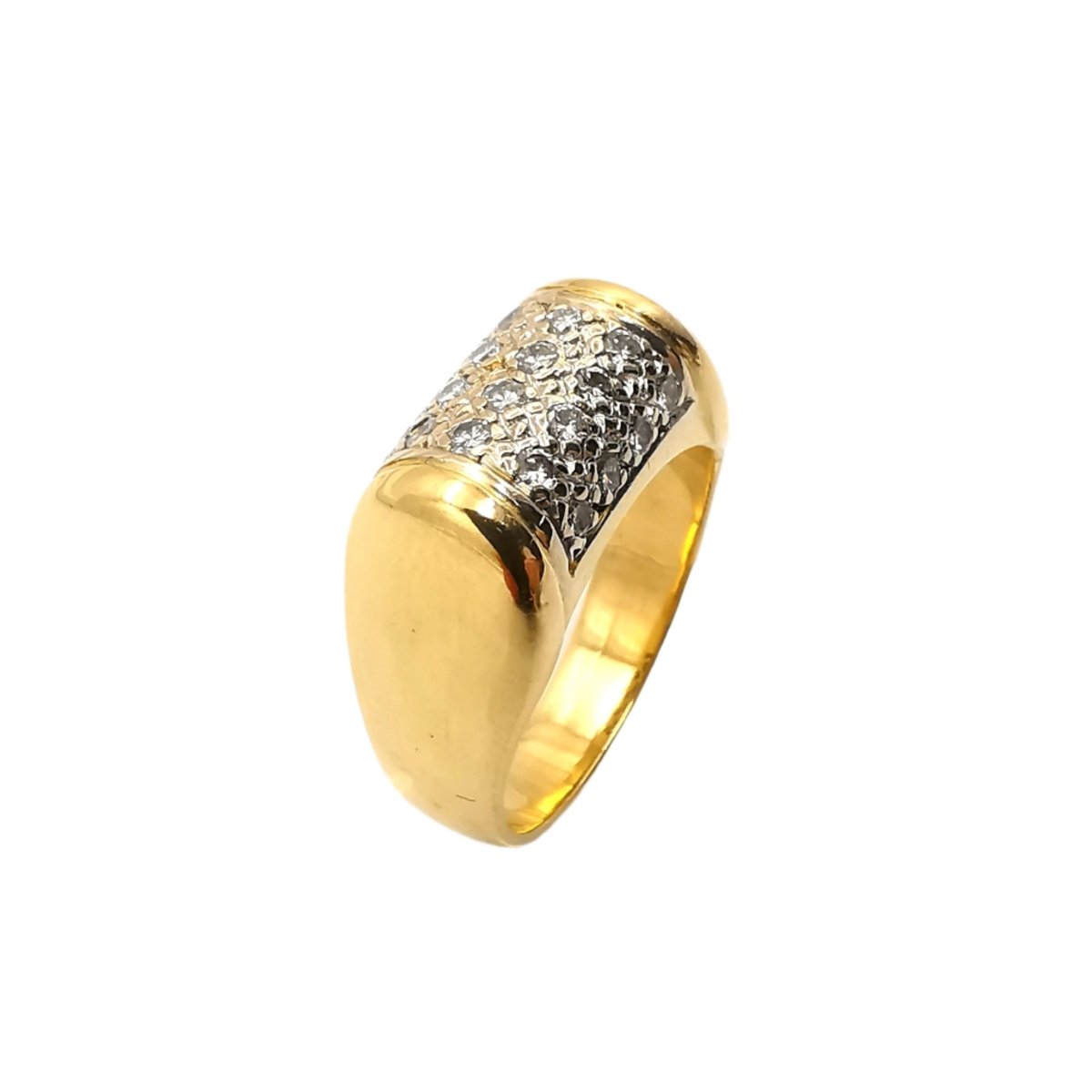 Bague chevalière en or jaune et diamant - Castafiore