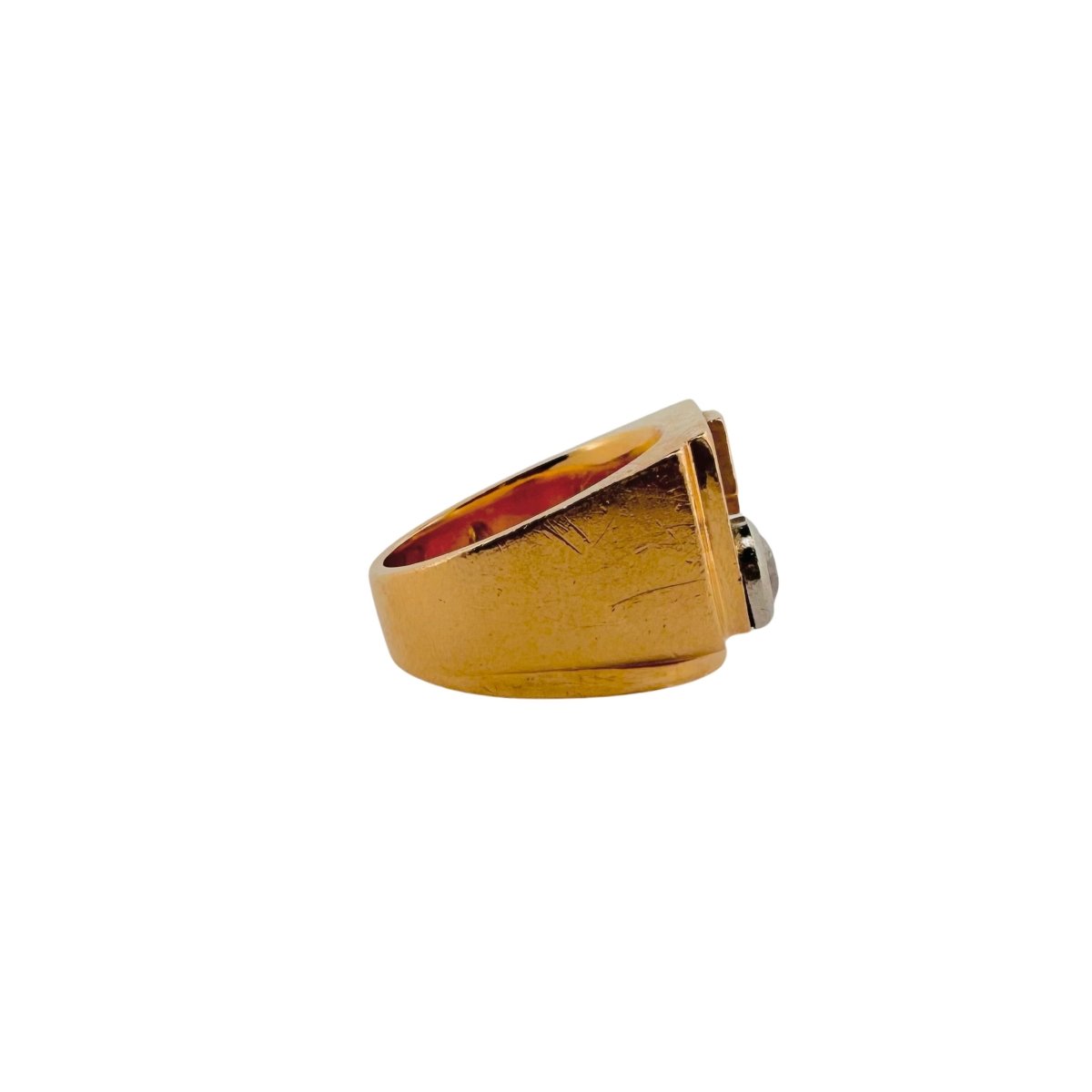 Bague Chevalière en or jaune et diamant - Castafiore