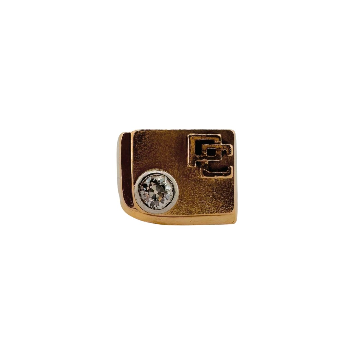 Bague Chevalière en or jaune et diamant - Castafiore