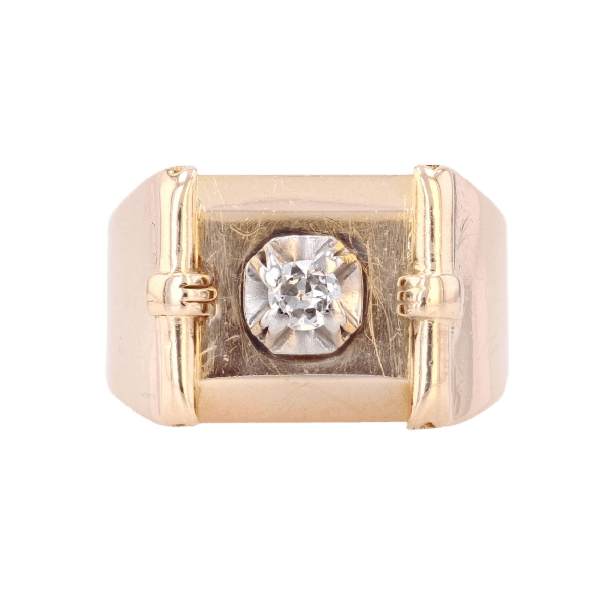 Bague Chevalière en or jaune et diamant - Castafiore