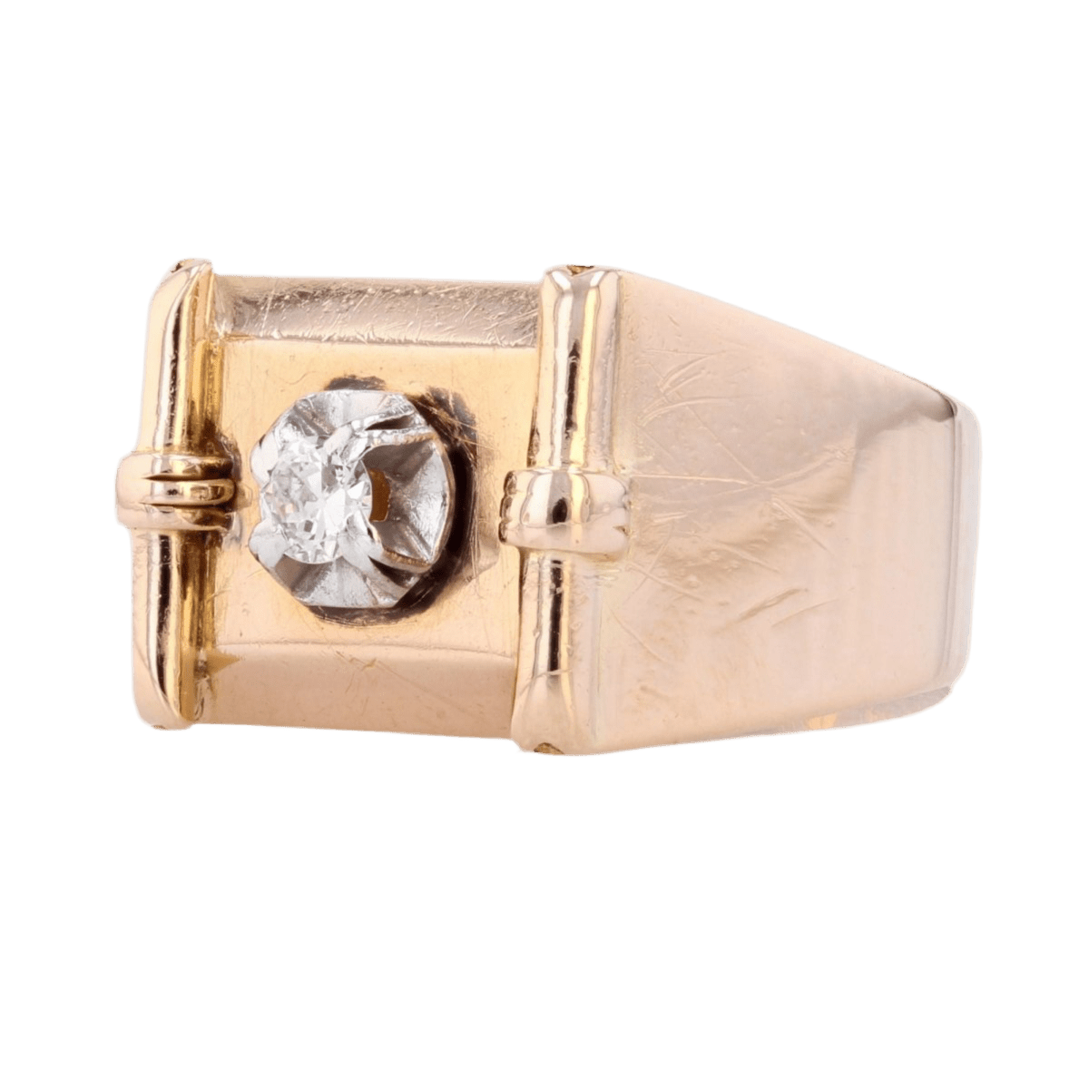 Bague Chevalière en or jaune et diamant - Castafiore