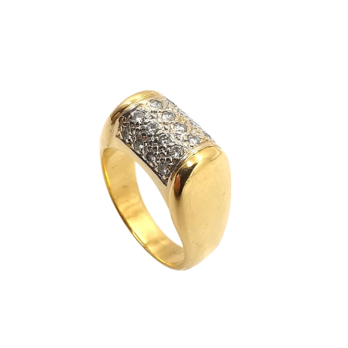 Bague chevalière en or jaune et diamant - Castafiore