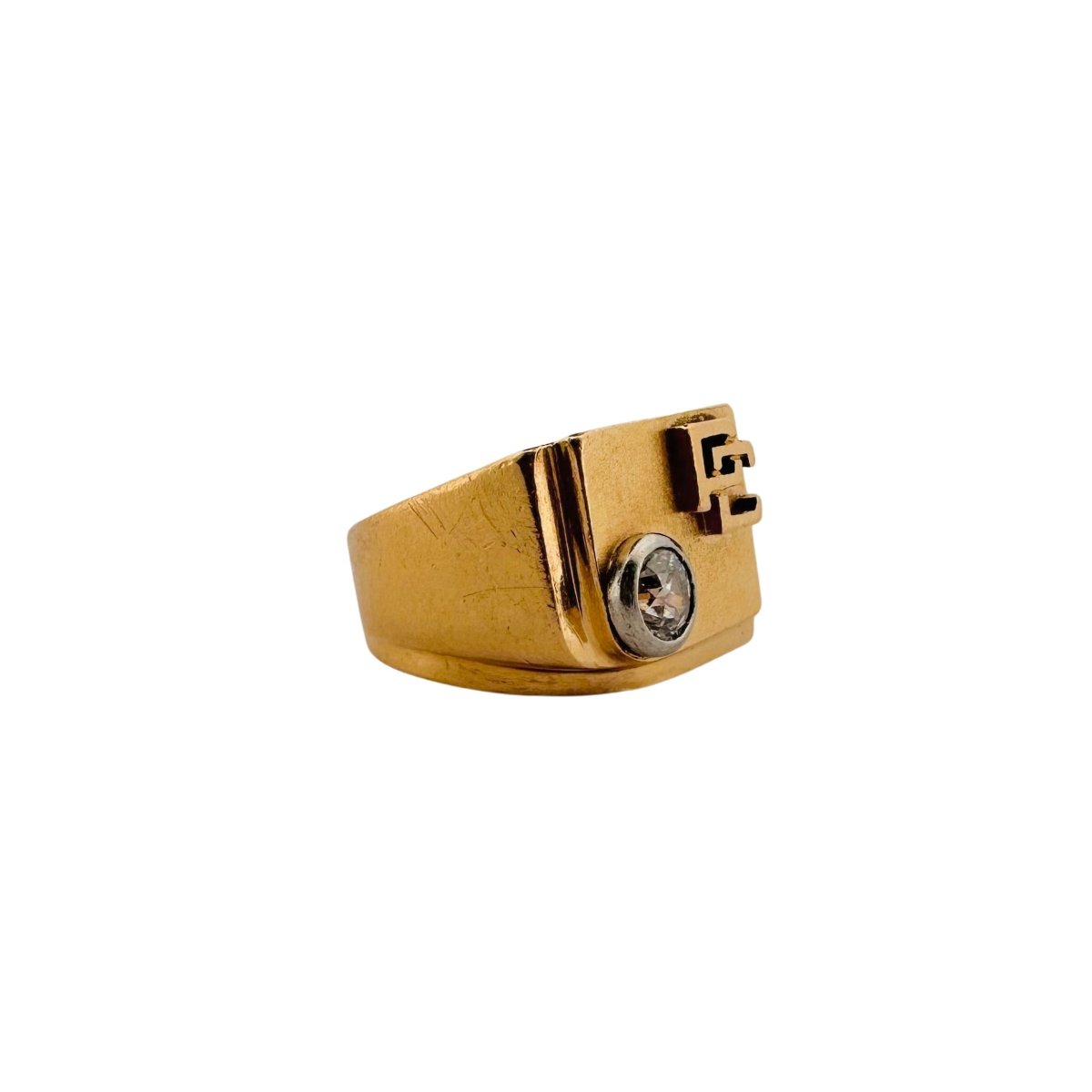 Bague Chevalière en or jaune et diamant - Castafiore
