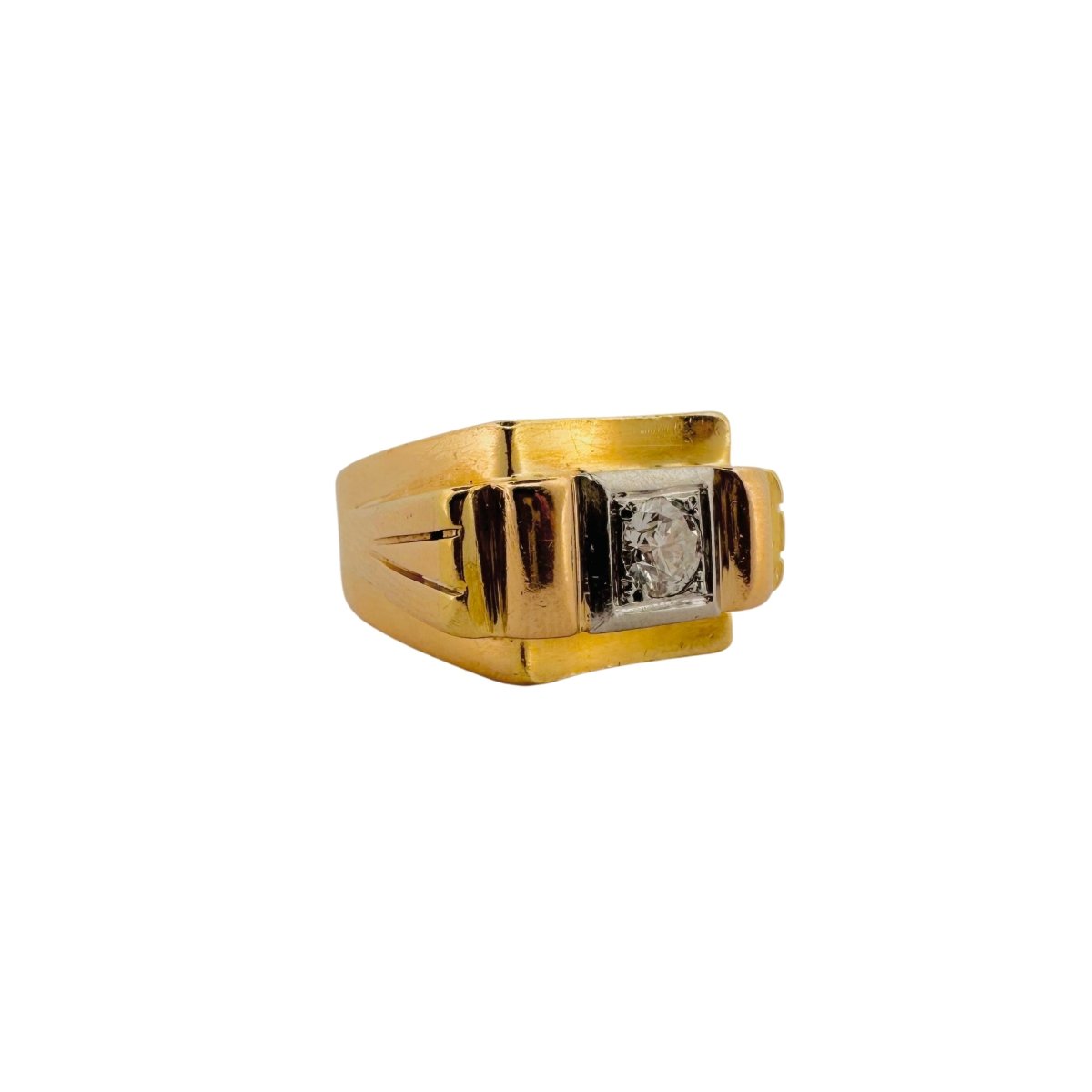 Bague Chevalière en or jaune et diamant - Castafiore