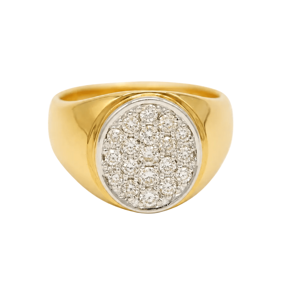 Bague Chevalière en or jaune et diamants - Castafiore