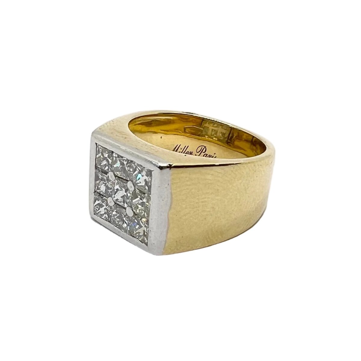 Bague Chevalière en or jaune et diamants - Castafiore