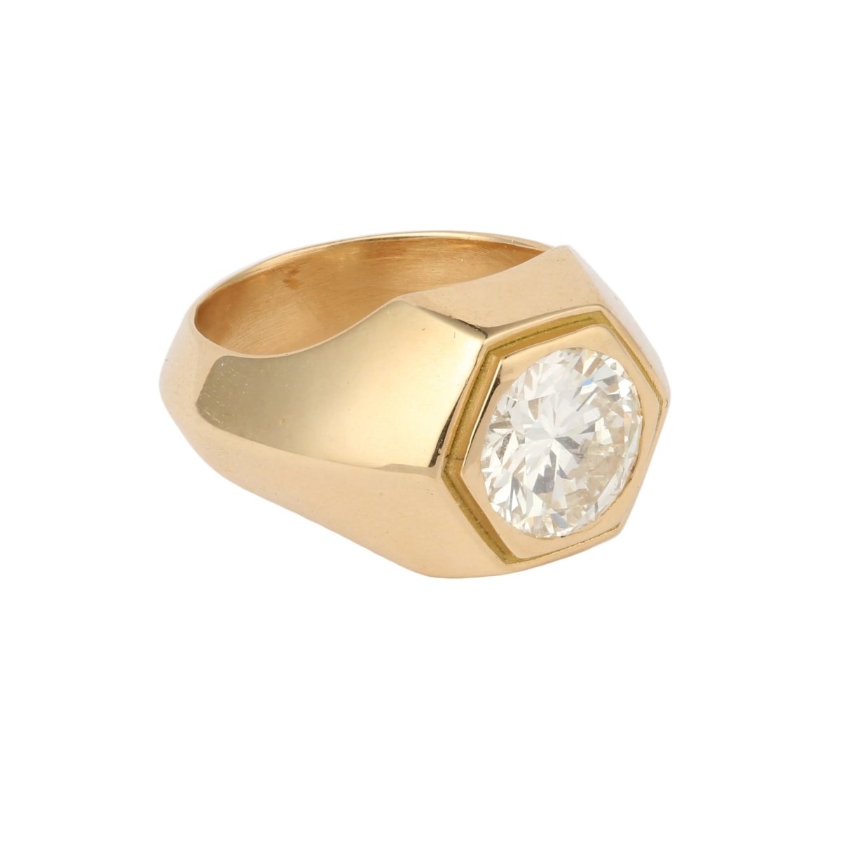 Bague Chevalière en or jaune et diamants
