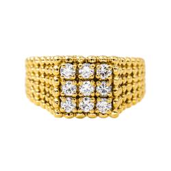 Bague Chevalière en or jaune et diamants - Castafiore
