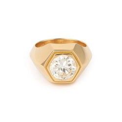 Bague Chevalière en or jaune et diamants