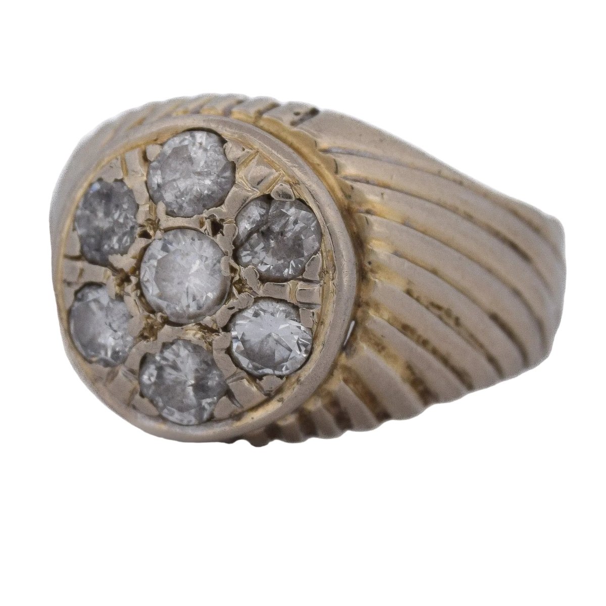 Bague Chevalière en or jaune et diamants - Castafiore