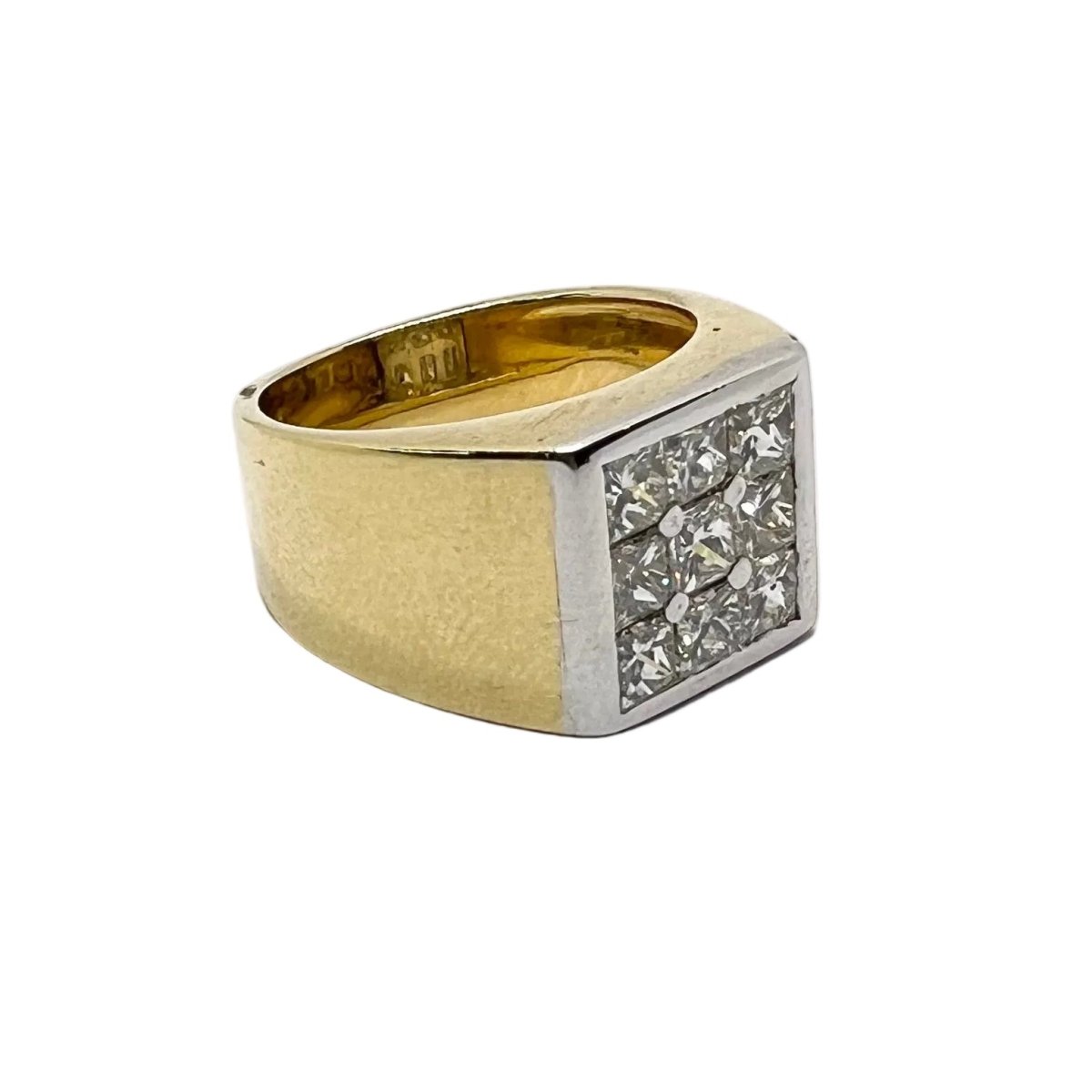 Bague Chevalière en or jaune et diamants - Castafiore