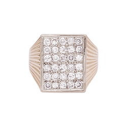 Bague Chevalière en or jaune et diamants - Castafiore