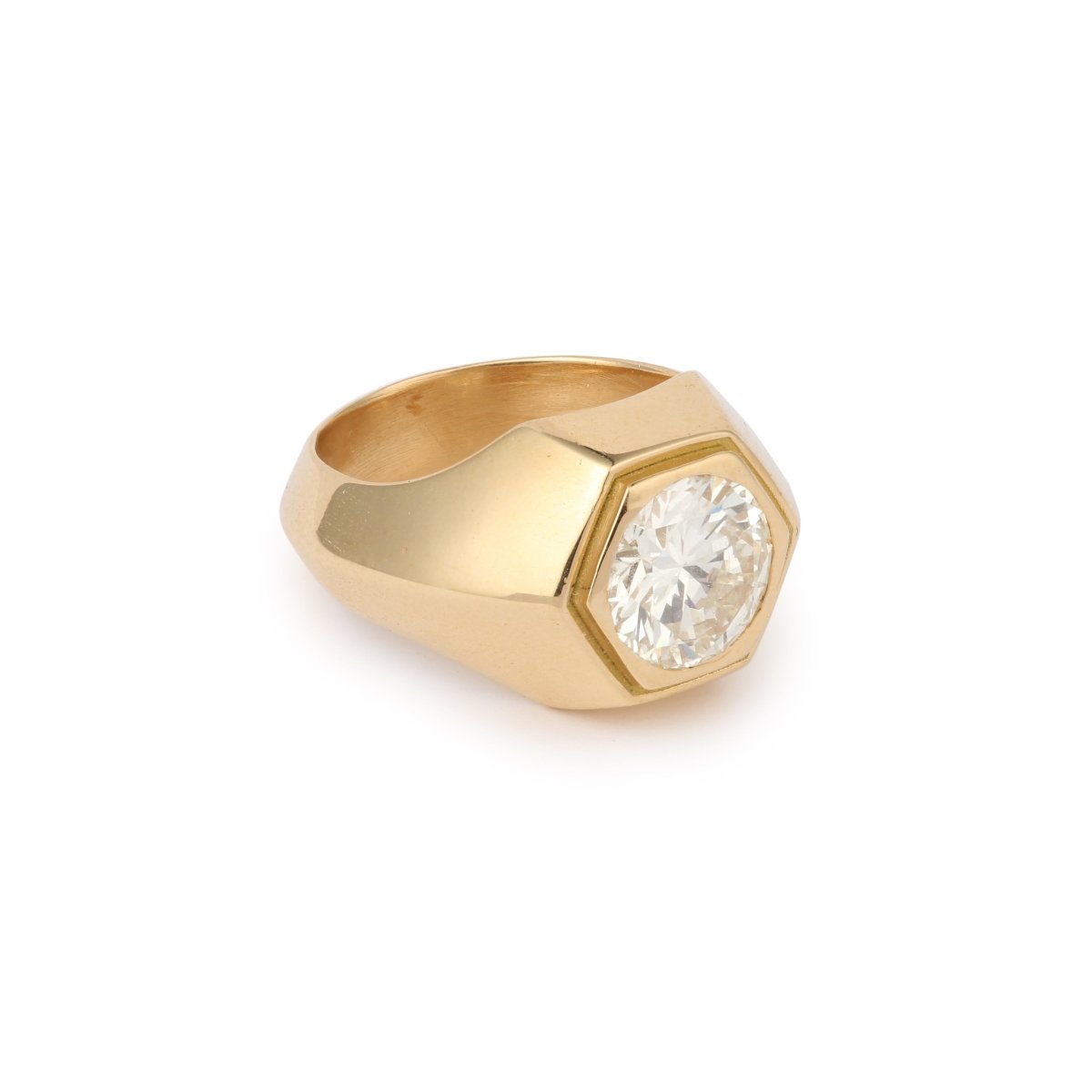 Bague Chevalière en or jaune et diamants - Castafiore