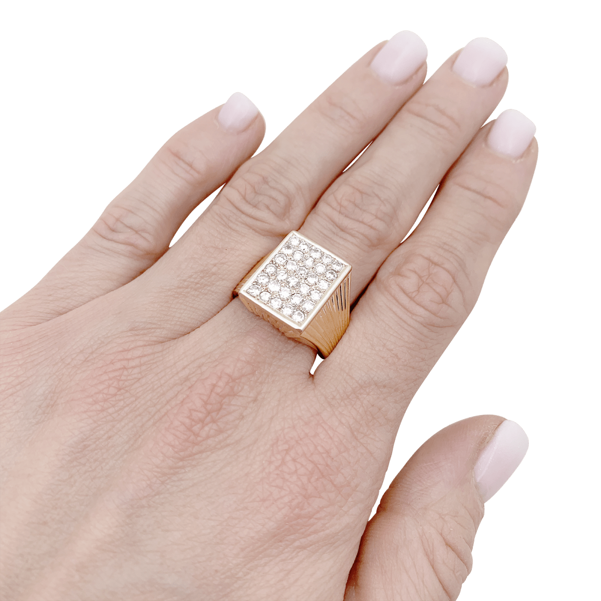 Bague Chevalière en or jaune et diamants - Castafiore