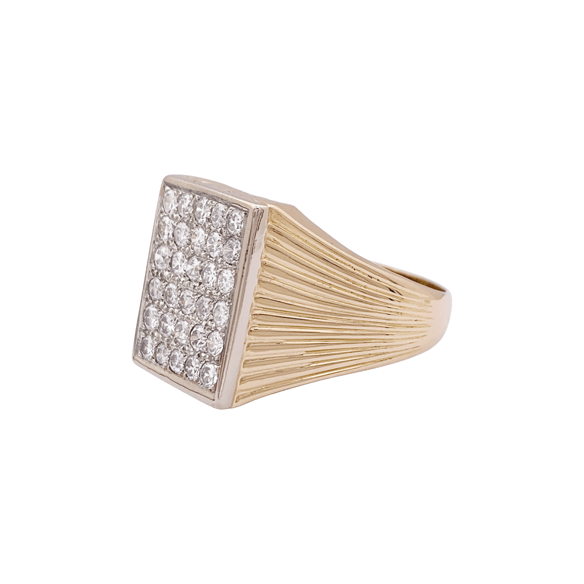 Bague Chevalière en or jaune et diamants - Castafiore