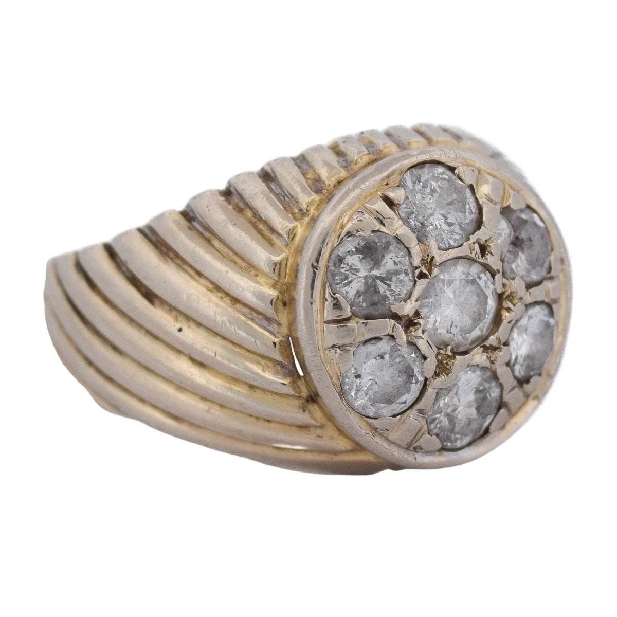 Bague Chevalière en or jaune et diamants - Castafiore