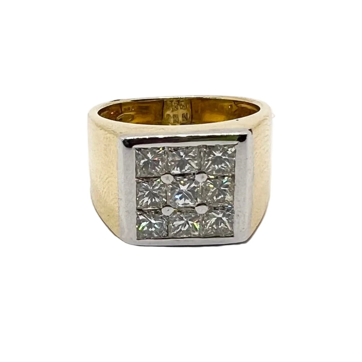 Bague Chevalière en or jaune et diamants - Castafiore