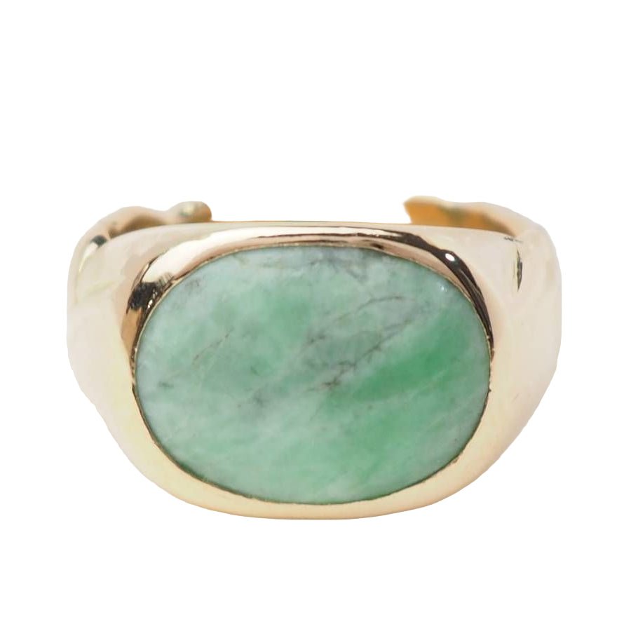 Bague Chevalière en or jaune et jade - Castafiore