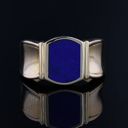 Bague chevalière en or jaune et lapis lazuli - Castafiore