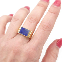 Bague Chevalière en or jaune et lapis - lazuli - Castafiore