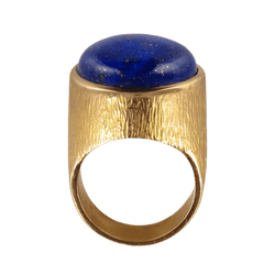 Bague Chevalière en or jaune et lapis - lazuli - Castafiore