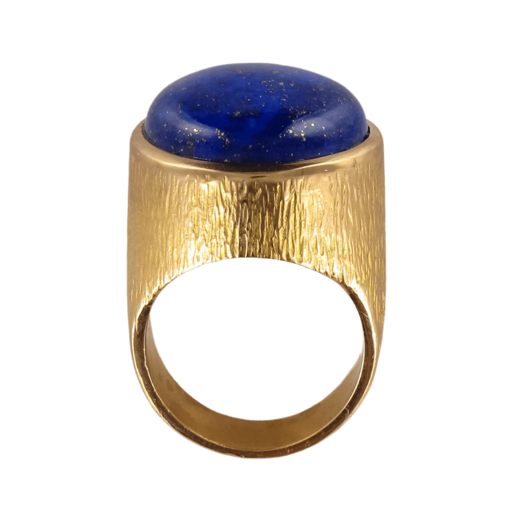Bague Chevalière en or jaune et lapis - lazuli - Castafiore