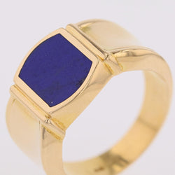 Bague chevalière en or jaune et lapis lazuli - Castafiore