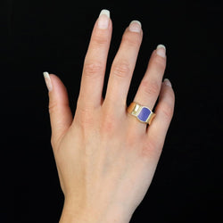 Bague chevalière en or jaune et lapis lazuli - Castafiore