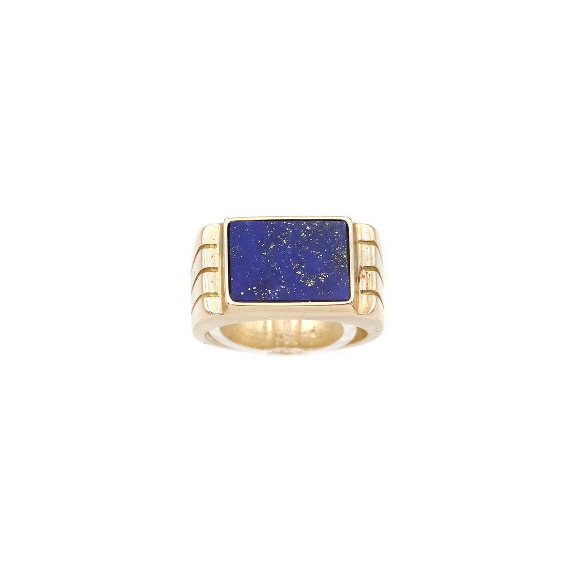 Bague Chevalière en or jaune et lapis - lazuli - Castafiore