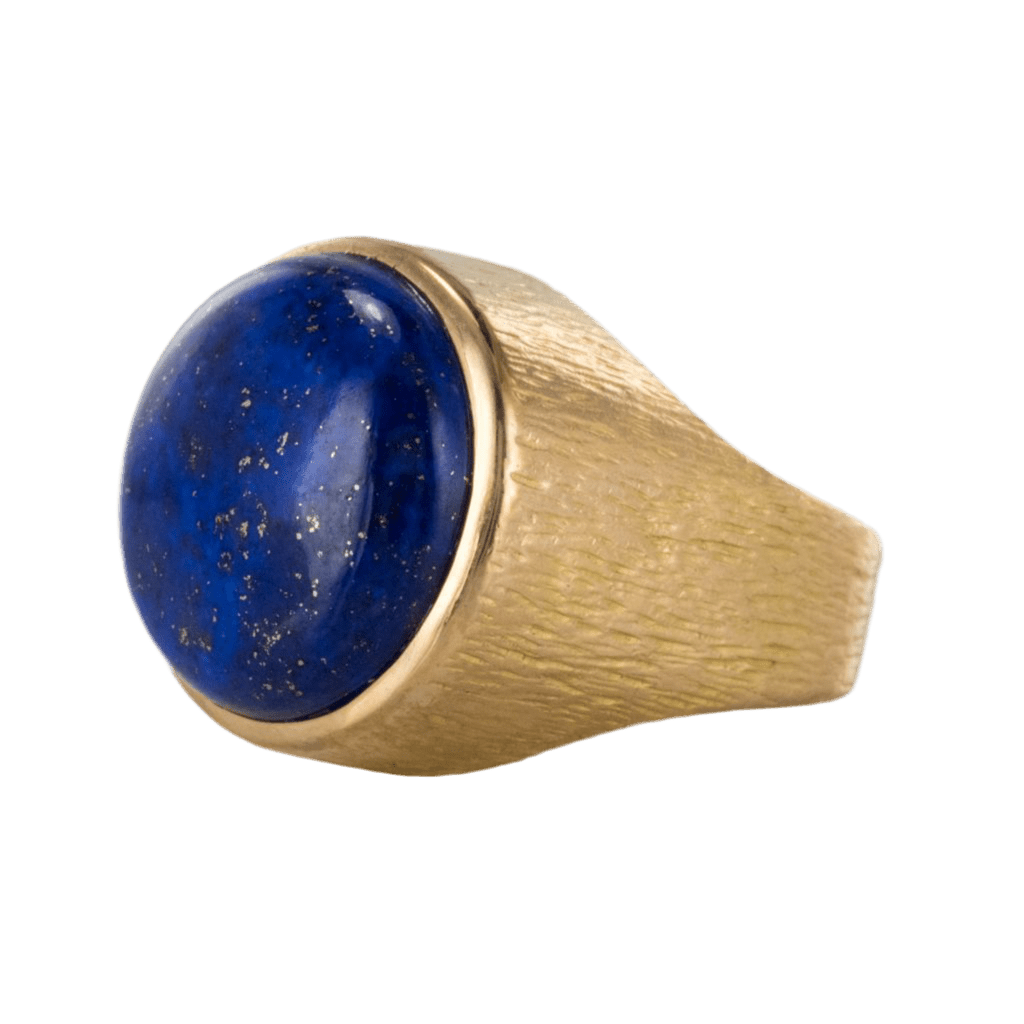 Bague Chevalière en or jaune et lapis - lazuli - Castafiore
