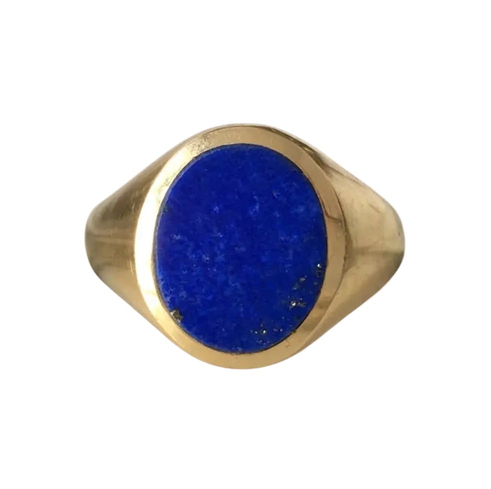 Bague Chevalière en or jaune et lapis-lazuli - Castafiore