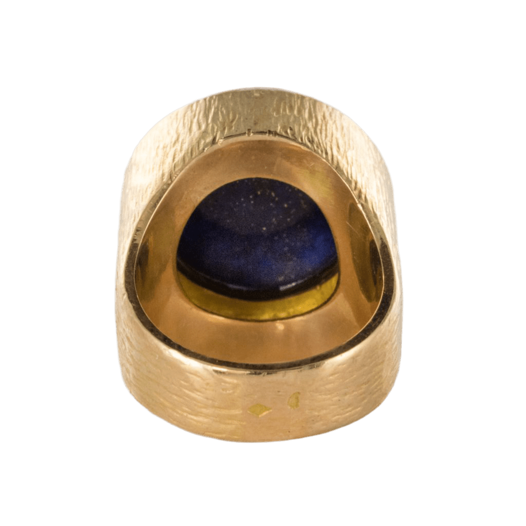 Bague Chevalière en or jaune et lapis - lazuli - Castafiore
