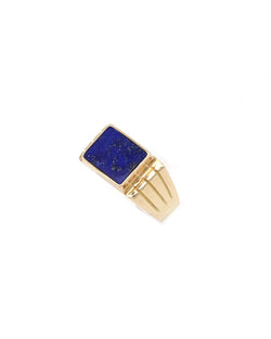 Bague Chevalière en or jaune et lapis - lazuli - Castafiore